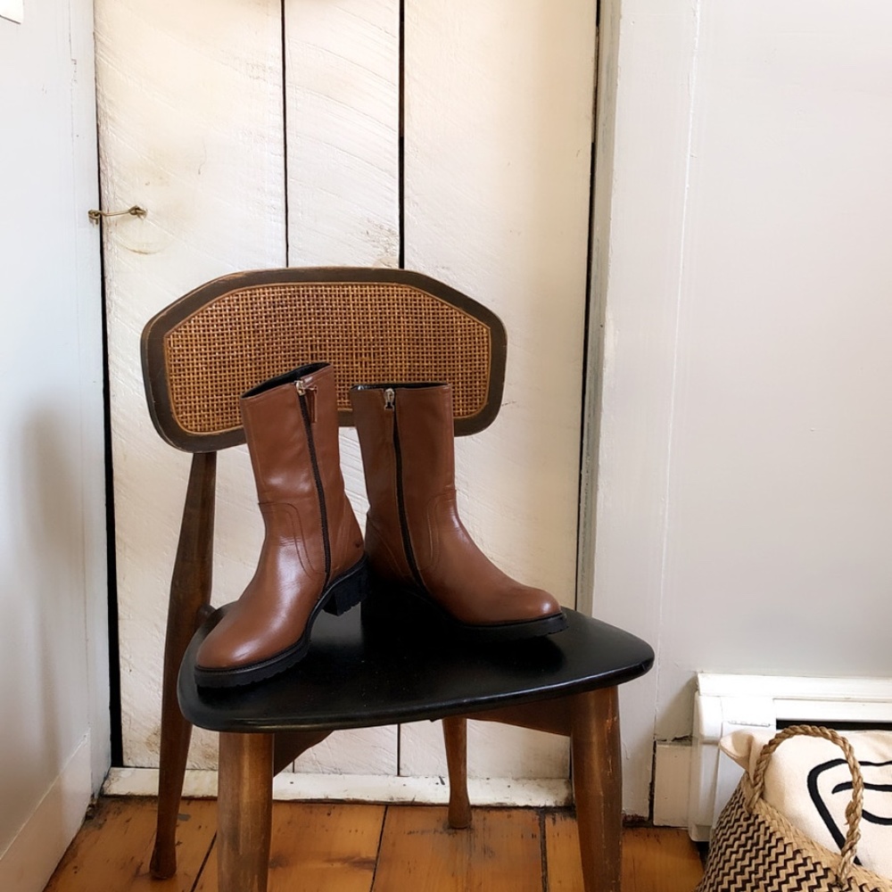 Ma&Lo Cognac Lugged Sole Boots Sz 36/6